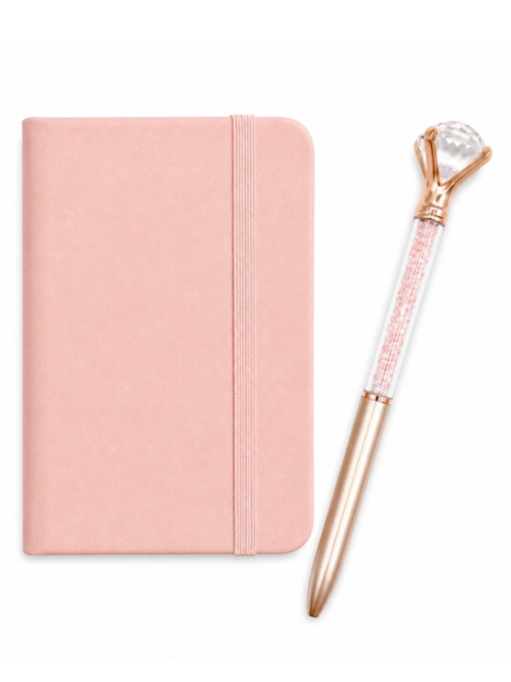 Rose Gold  A7 Pocket Notebook Journal Crystal Diamond Pen Gift Set Planner NEW